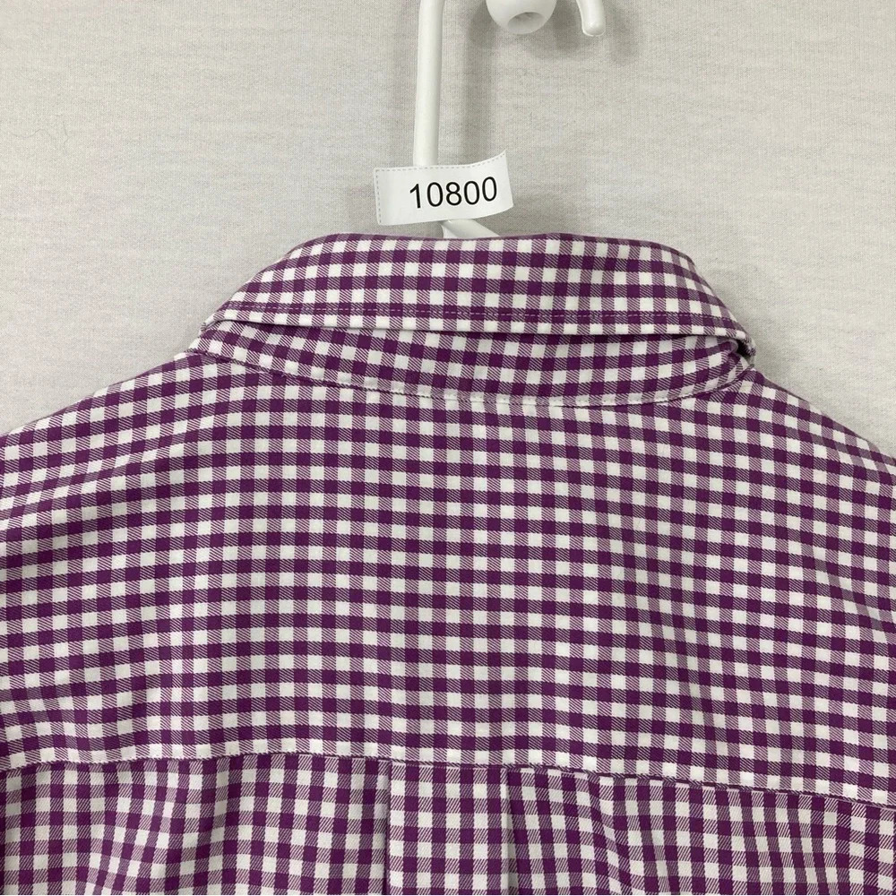 Peter Millar Purple White Gingham Nanoluxe Cotton Long Sleeve Button Down XL - Picture 9 of 9